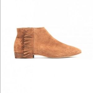 Madewell Skylar Suede Fringe Boots in Chestnut, 9